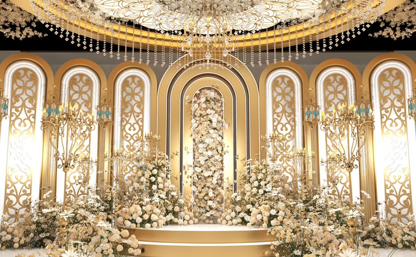 江安香槟色调婚礼堂效果展示